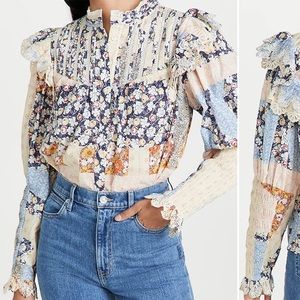 SEA New York patchwork ruffle blouse